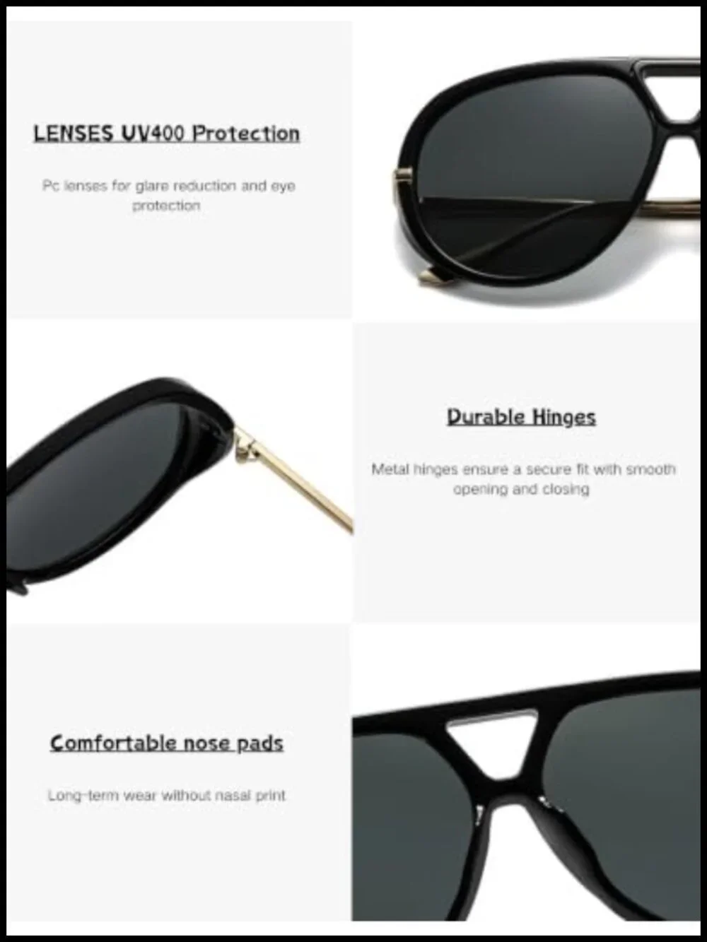 Oversized Retro Aviator Sunglasses UV400 Protection Unisex with Double Bridge